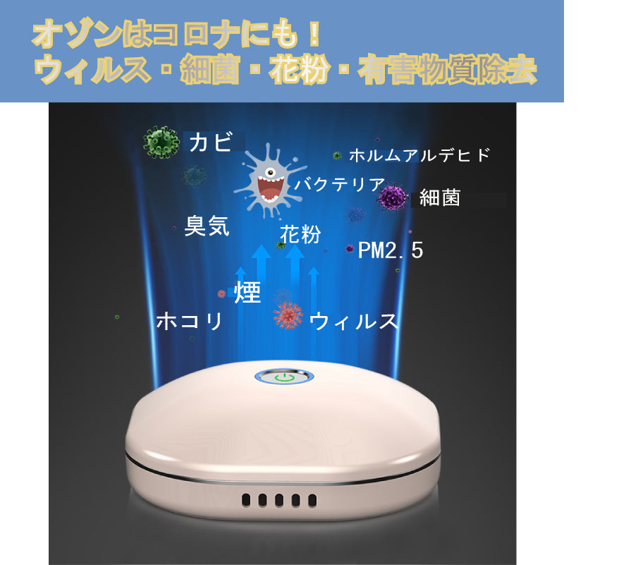 フィルター交換不要 コンパクト 送料無料 オゾン 空気清浄機 mマイナスイオン 充電 清浄器 消臭機 ウィルス対策 ペット ミニトイレ脱臭 空気清浄 小型 オゾン発生器 殺菌 静音 省エネ 花粉 除菌 携帯 ポータブル おすすめ モバイル コロナ 感染 対策 助成金 車 接客業
