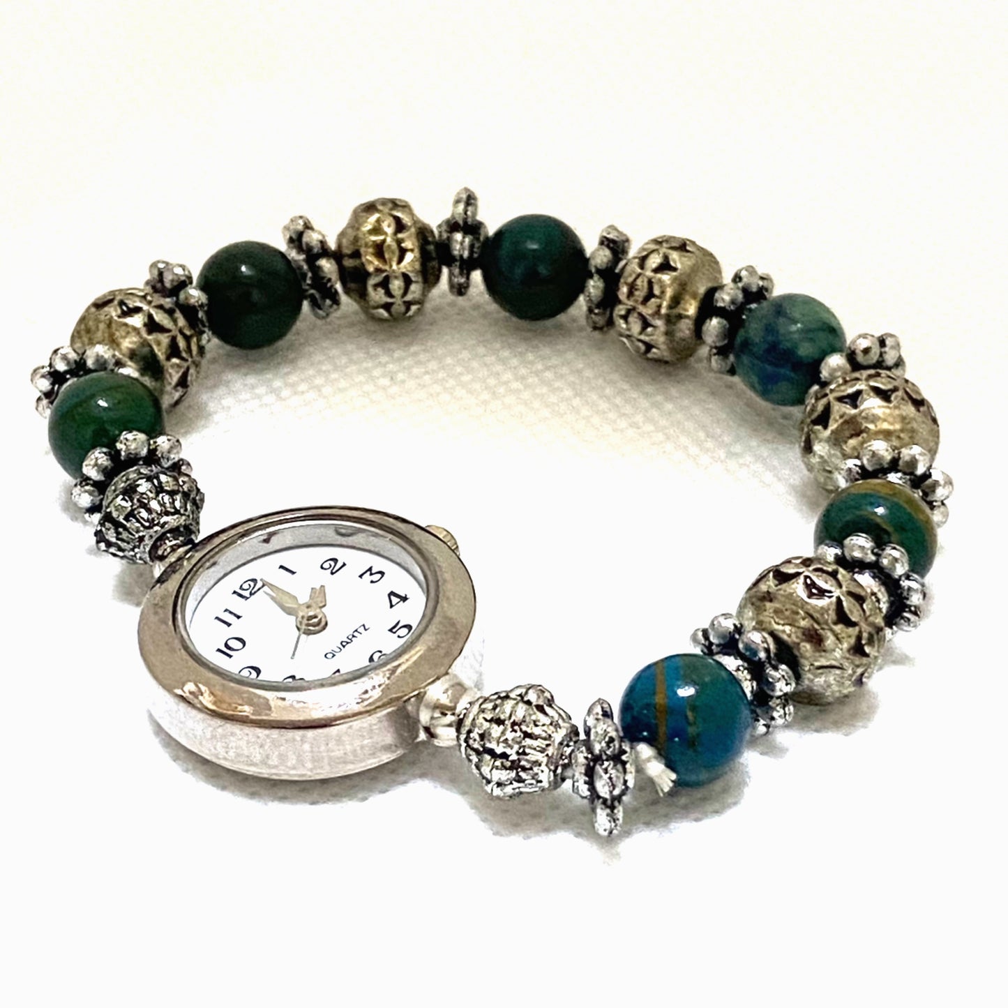 クーポン オリジナル ハンドメイド デザイン 天然石 パワーストーン ガーネット アンティーク調 ビーズ ブレスレット 腕時計 ウオッチ ヒスイ 翡翠 Jade レディース 時計 おしゃれ 手作り ギフト プレゼント 2かわいい 30代 女の子お歳暮