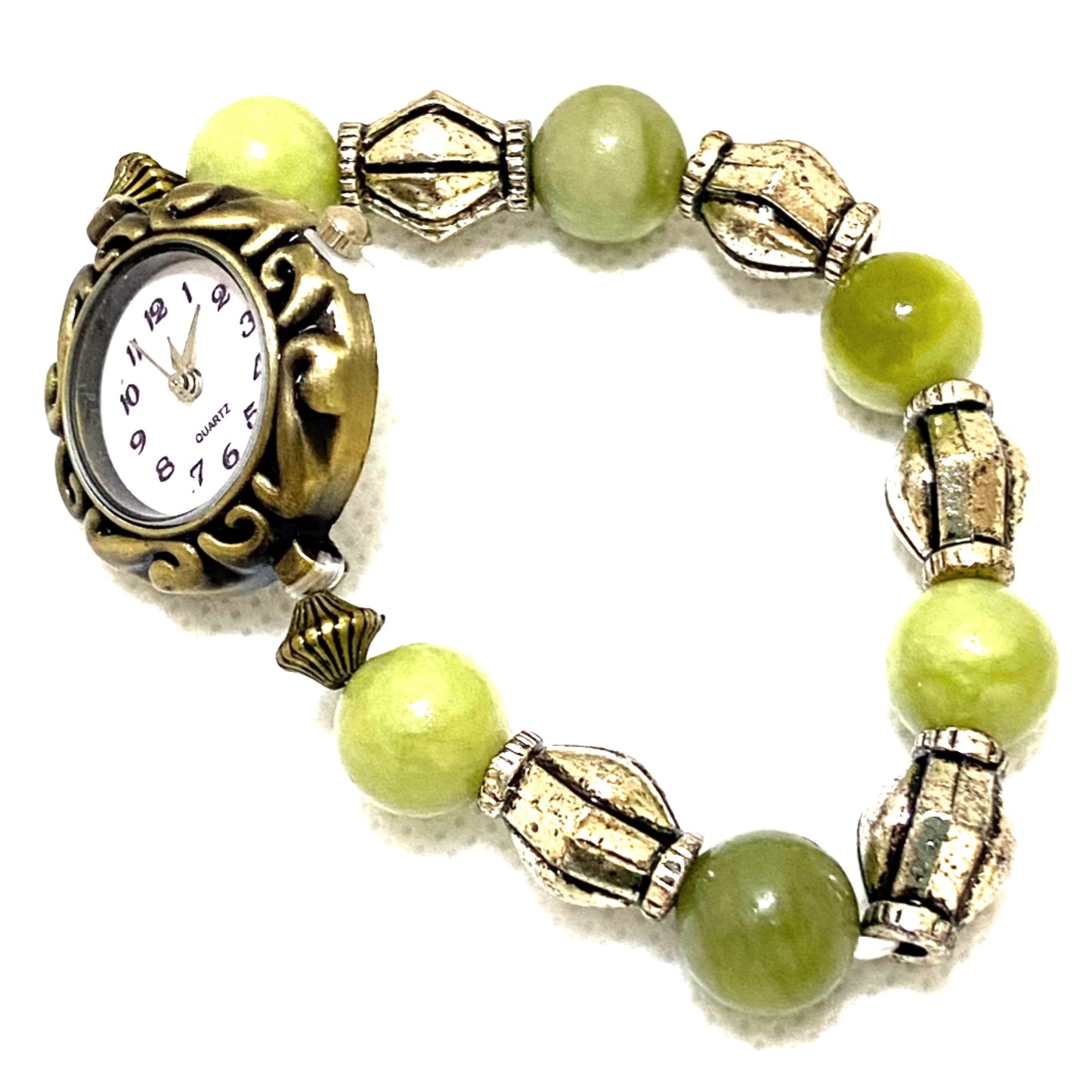 クーポン 20%OFF~半額 ネット アンティーク調 ビーズ ブレスレット 腕時計 ウオッチ ヒスイ 翡翠 Jade レディース 時計 おしゃれ 手作り ギフト プレゼント 3かわいい 30代 女の子お歳暮 敬老の日
