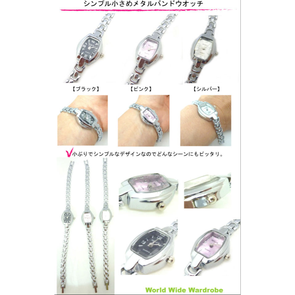クーポン 小さい 華奢 シンプル メタル バングル ブレスレット ウオッチ レディース 腕時計 就活 かわいい 20代 30代 40代 女の子 小ぶり チェーン シルバー ブラック ピンク ギフト プレゼント