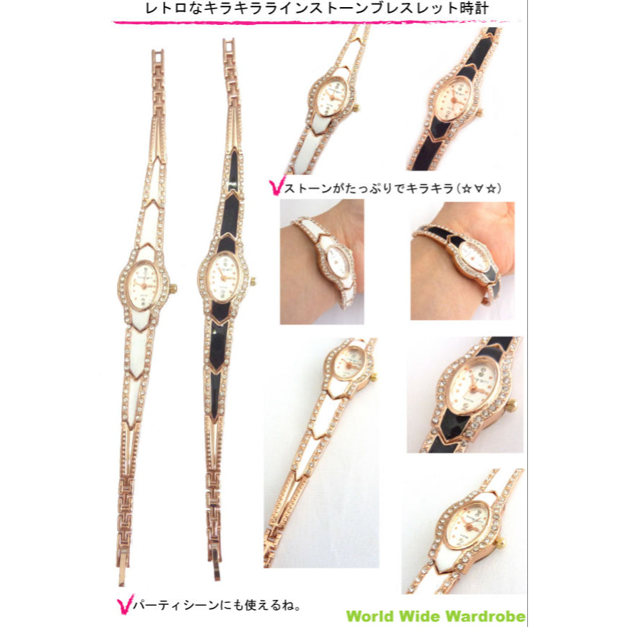 入学 新生活 お祝クーポン スーパーSALE ラインストーン レトロ ブレスレット おしゃれ ウオッチ レディース 腕時計 かわいい 30代 女の子
