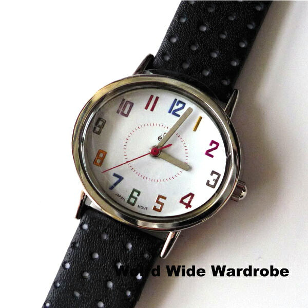 メール便OK★カラフル数字♪パンチングベルトの腕時計(ブラック)【MB-KP】【KB】