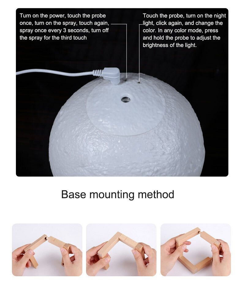 クーポン有 セール クーポン お月様 3Dムーンナイトライト月のUSBアロマディフューザー加湿器 Luna ルナランプhumiditor 軽量 ポータブル 予防に 美肌 乾燥対策 ストレス 天体観測 ギフト 人気