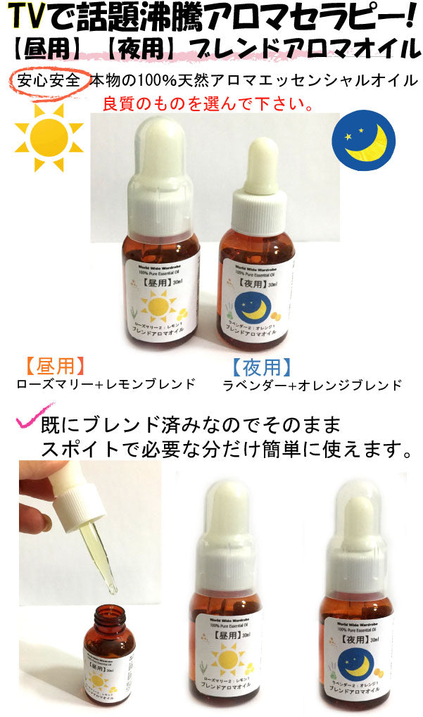 セール クーポン 頭スッキリ【正規品】天然100% 認知 昼夜用 アロマ エッセンシャル オイル 30ml×2本 みんなの医学 ブレンド 精油 セット 高齢者 介護施設 元気 ボケ ストレス 対策 癒し リラックス 消臭 ラベンダー オレンジ ローズマリー レモン いきいき 敬老の日