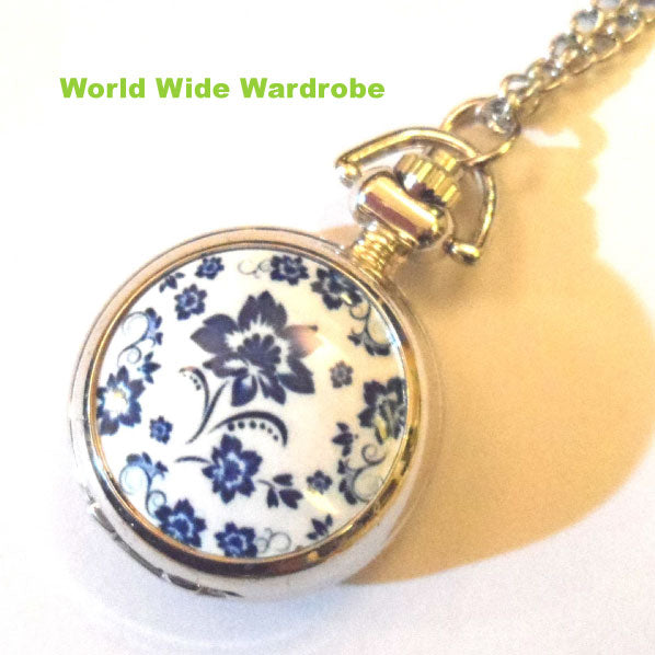 ★花柄ペンダントプチウオッチ懐中時計
