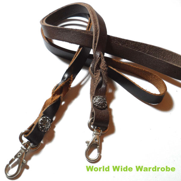 クーポン  スタッズ付き編込み本革レザーウォレット&モバイルネックストラップ