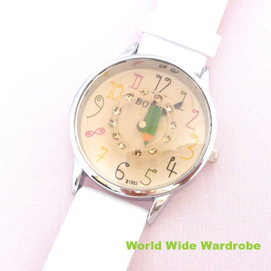 大きめがかわいい鉛筆鉛筆が回るベルトウオッチ腕時計watch